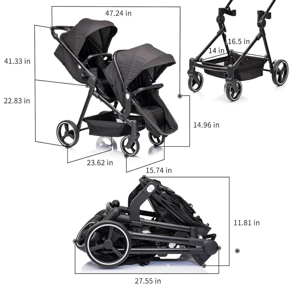 1748021017 twins strollersingle double lightweight travel folding stroller reversible bassinet pram for newborntoddler with 5 point harnessadjustable canopyguardrailsstorage.jpg