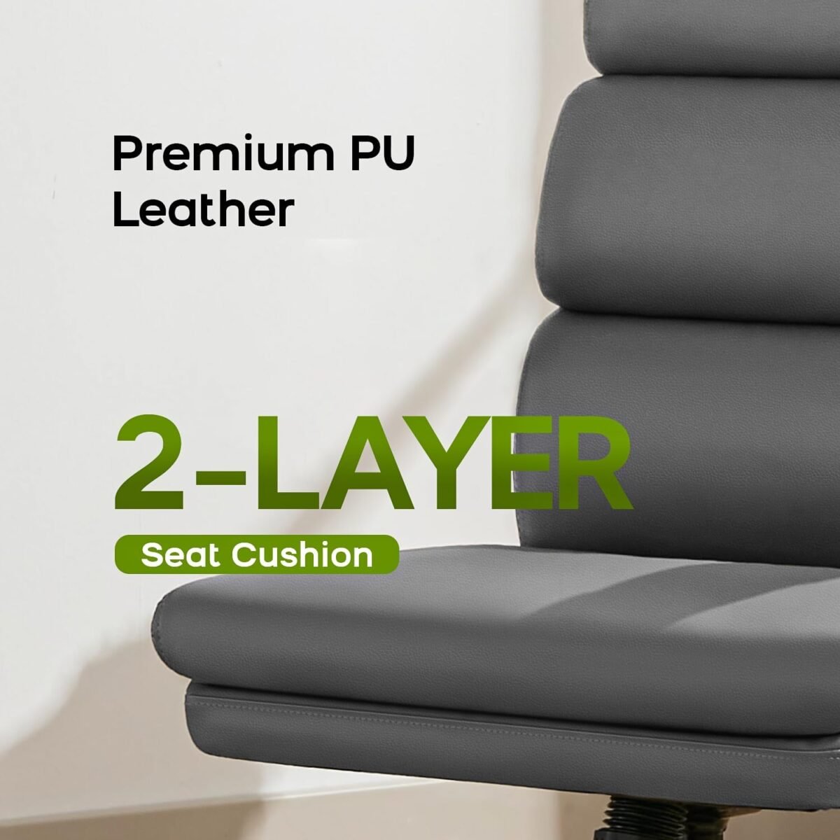 1748054880 office chair adjustable desk chair mid back executive comfortable bonded leather ergonomic back support home computer chair with padded flip up armrest swivel wheels gray.jpg