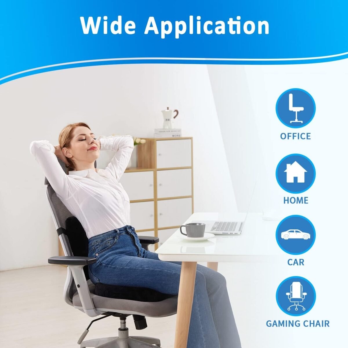 1748055039 saireider seat cushion and lumbar support pillow for office chair memory foam car seat cushions back support pillows help relieve pain of back lumbar tailbone and sciatic nerve（black）.jpg