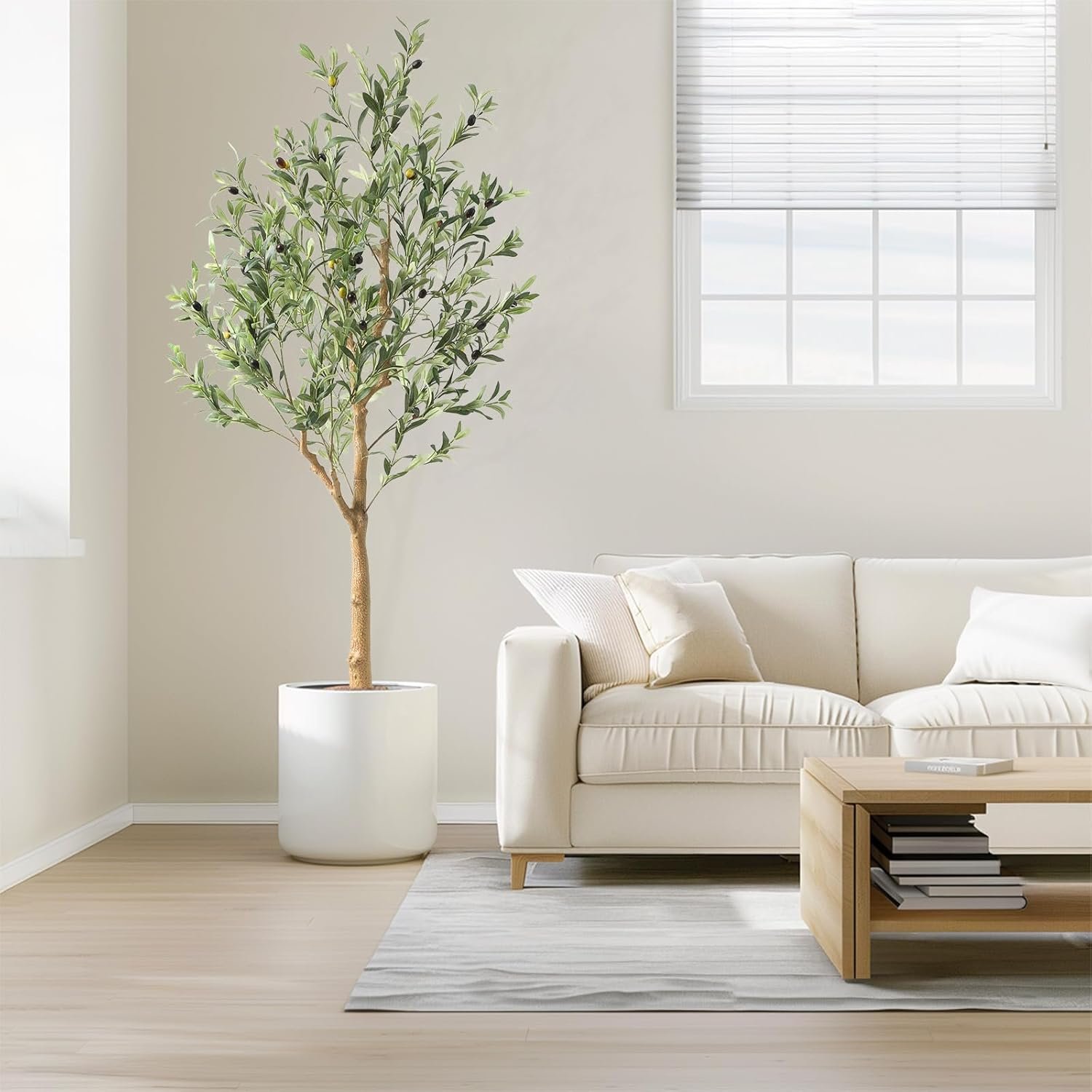 1748078591 tall faux olive tree，5ft60in realistic texture potted silk artificial olive tree， fake olive trees indoor outdoor for home office living room bedroom foyer porch decor.jpg