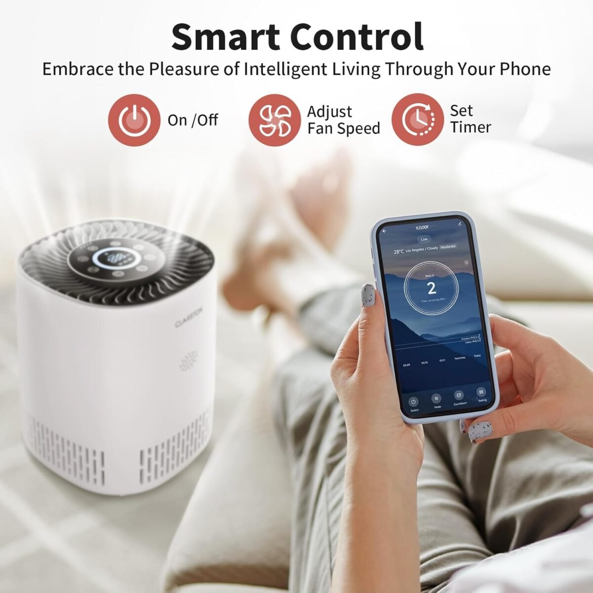 1748080685 air purifiers for home bedroom up to 650 ft² h13 true hepa air filter for pets dust odor pollutants 4 fan speeds auto mode pm2.5 monitor smart wifi control.jpg