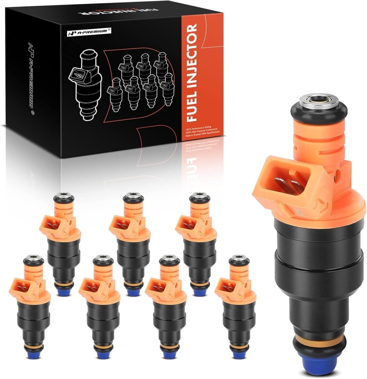A premium set of 8 fuel injector compatible with ford lincoln mercury vehicles 4.6l 5.0l 5.4l 5.8l e150 e250 e350 f150 f250 f350 mustang replace part 0280150943 0280150939 0280150909.jpg