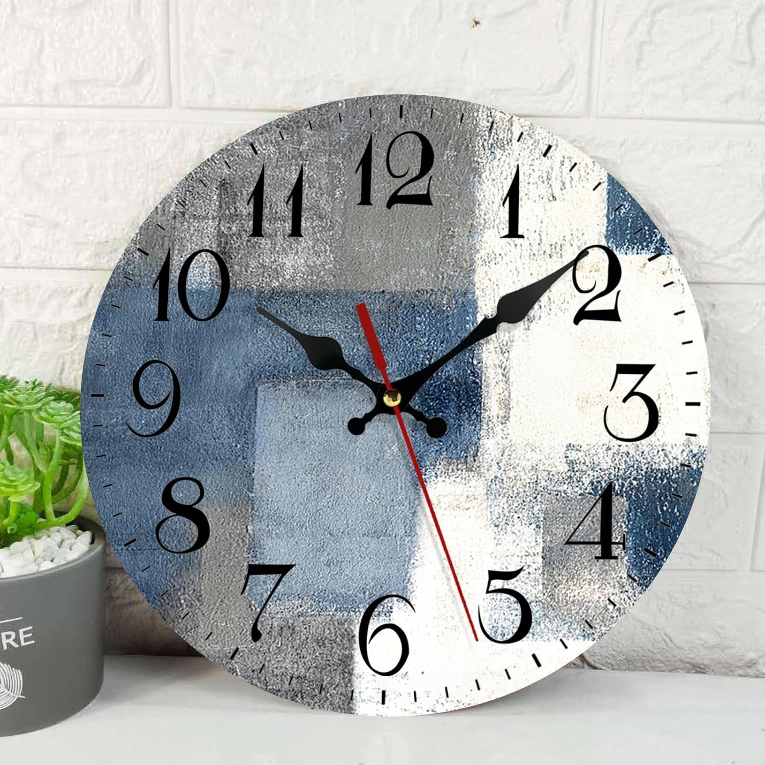 Artsocket wooden wall clock silent non ticking blue white grey abstract painting gray vintage round wall clocks decor for home kitchen living room office battery operated12 inch.jpg