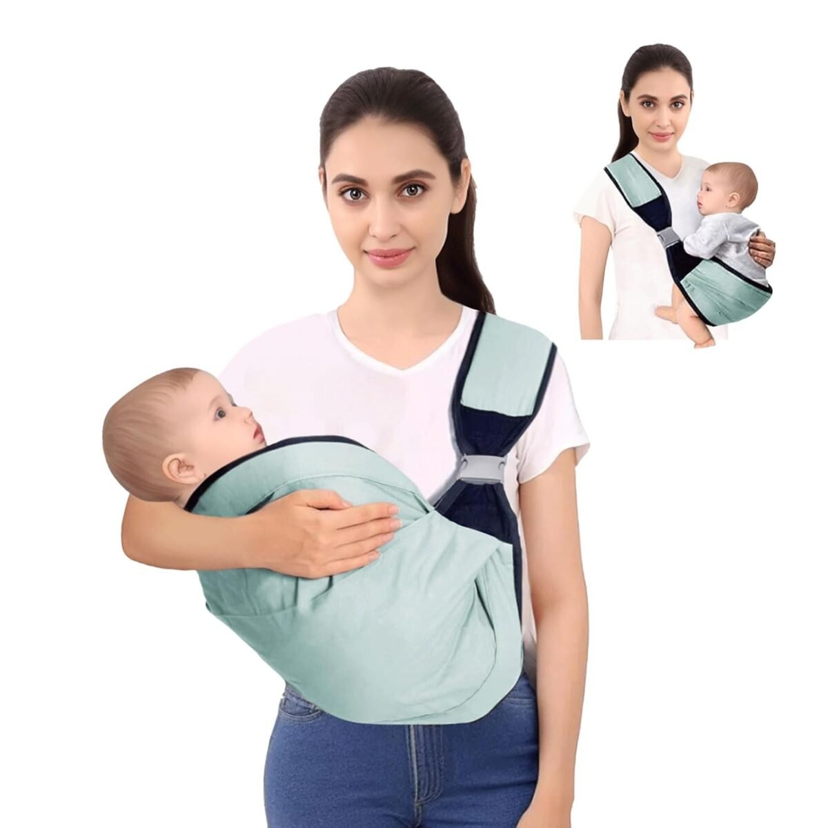 Baby sling carrierbaby carrier newborn to toddler adjustable lightweight breathable carrier infant hip seat carrier for toddler sling nursing sling wrap carries 7 45 lbs green.jpg