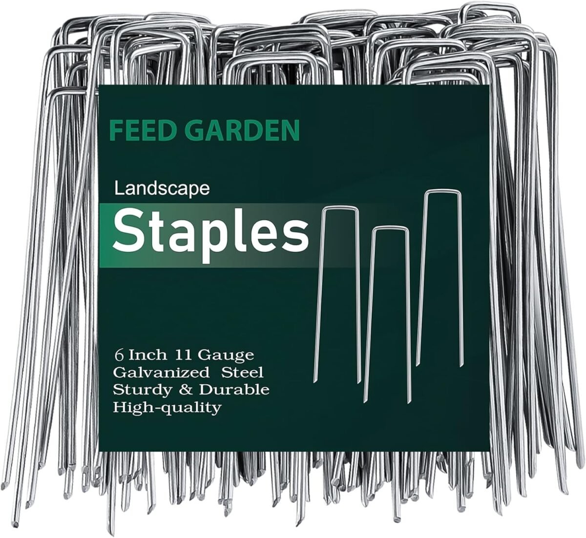 Feed garden 6 inch 50 pack hot dip galvanized landscape staples plant cover stakes 11 gauge tent stakes garden stakes landscaping fabric sod pins yard stakes for decoration weed barrier fabric.jpg