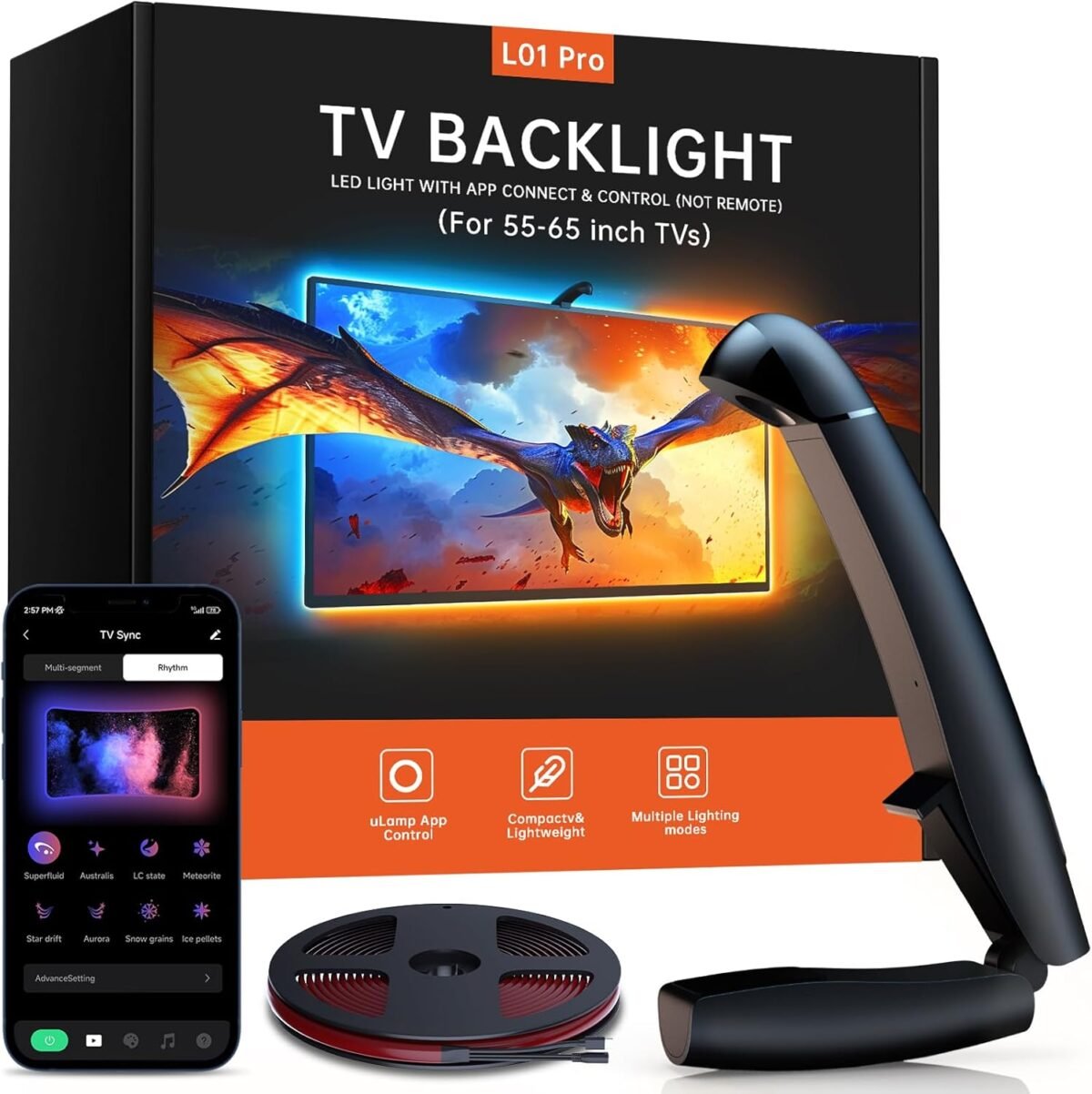 Ffj tv led backlight 14.7ft cuttable tv lights that change with tv for 55 65 inch screen and pc monitor tv backlight with sensor smart app control game music sync color changing.jpg
