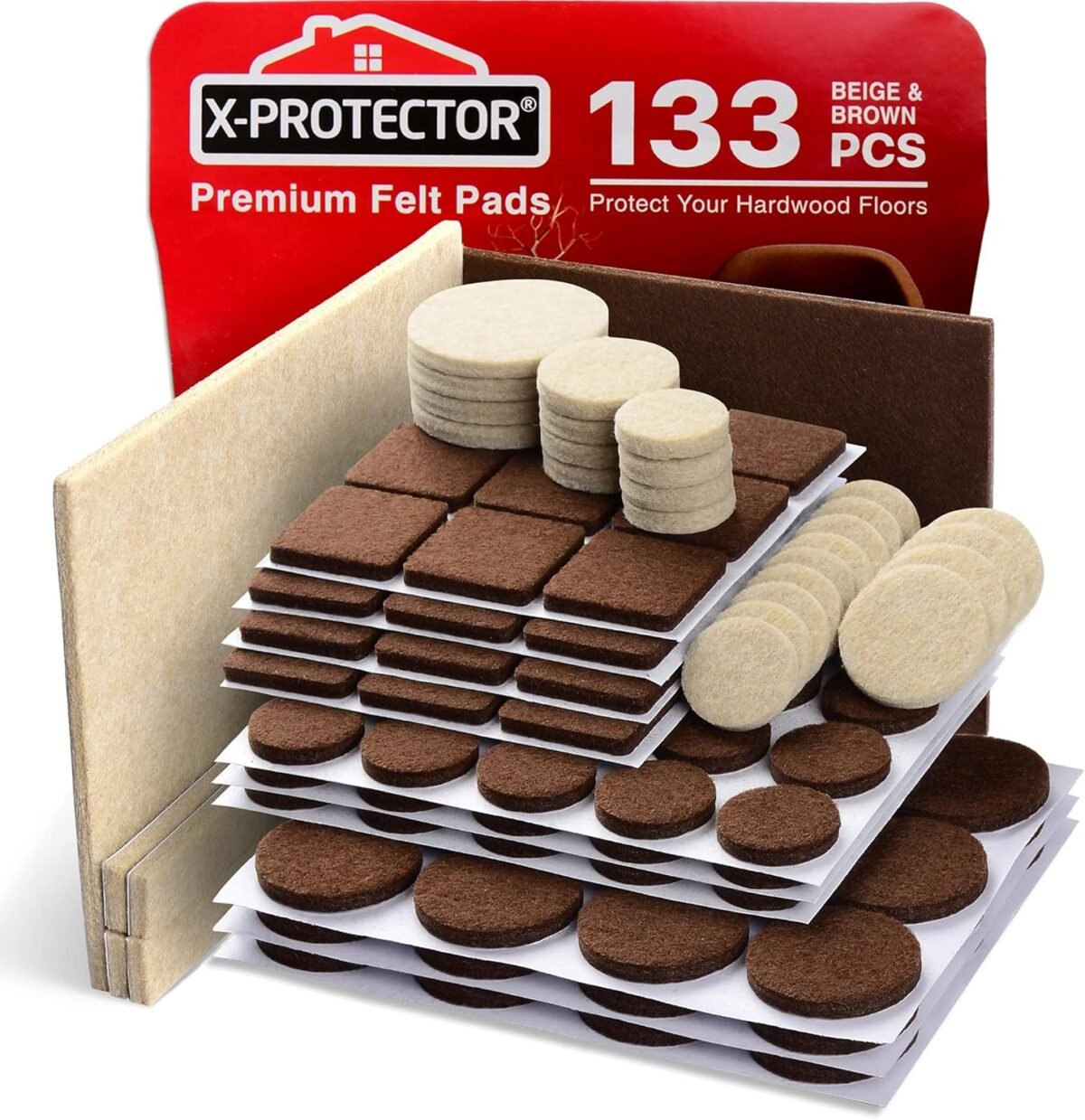 Felt furniture pads x protector 133 pcs premium furniture pads felt pads furniture feet best wood floor protectors protect your hardwood laminate flooring brown and beige.jpg