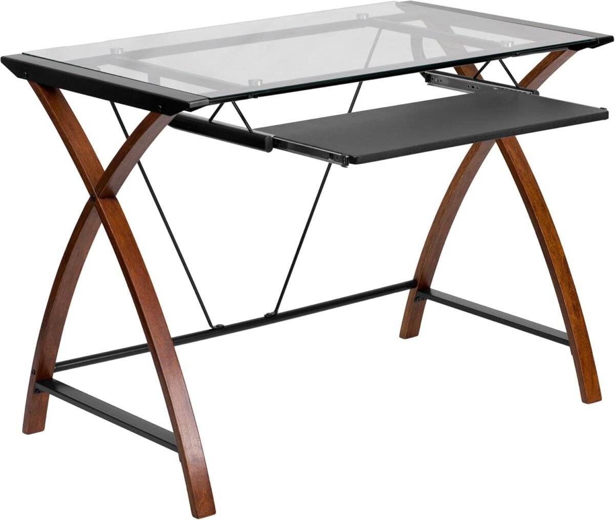 Flash furniture jude tempered glass computer desk with pull out keyboard tray and crisscross frame small computer desk for home office cherryclear.jpg
