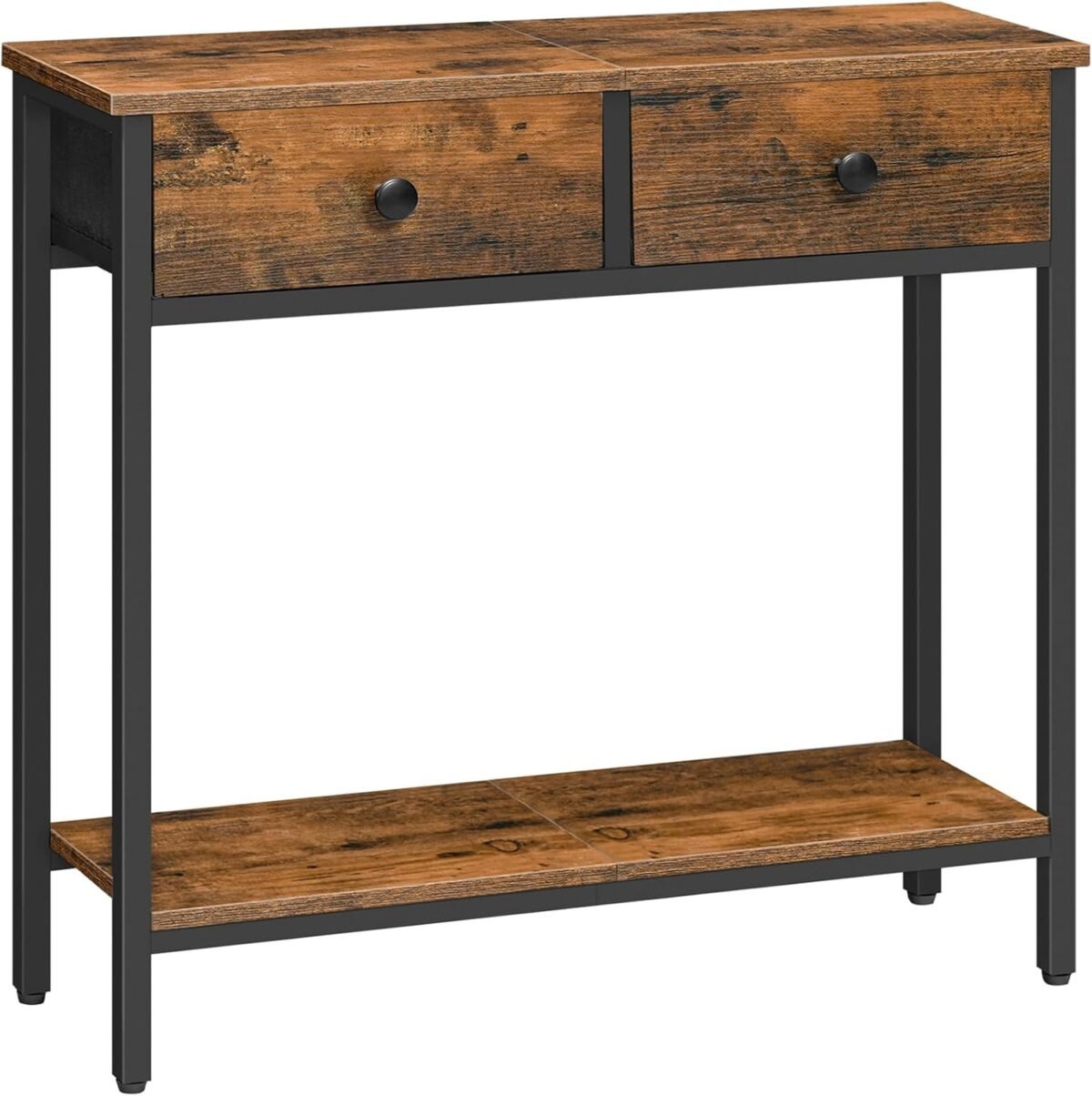 Hoobro 29.5 narrow console table with 2 fabric drawers small entryway table with 2 tier storage shelves thin sofa table side table for living room hallway rustic brown and black bf71xg01.jpg