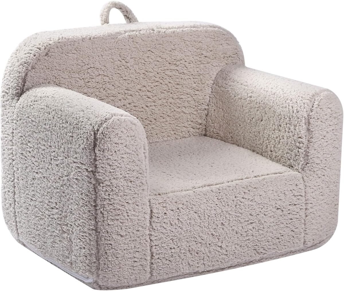 Kids snuggly soft sherpa chair cuddly toddler foam chair for boys and girls light grey.jpg