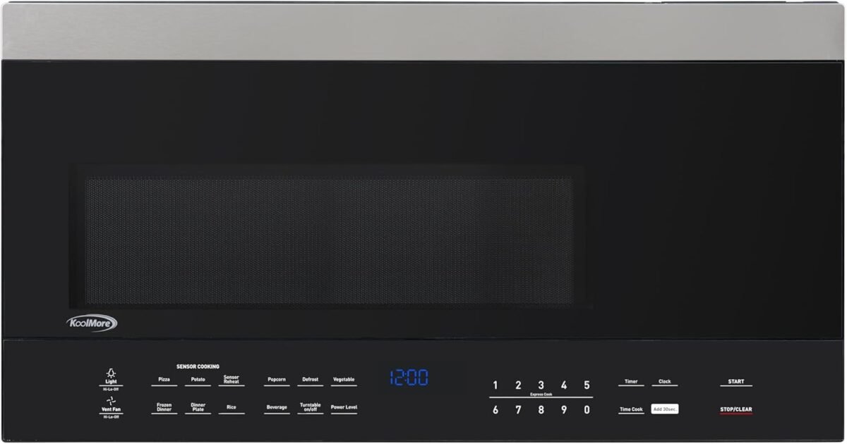 Koolmore km motsc 16bss inch range microwave oven with sensor cooking 1000 watts and 300 cfm in stainless steel and black ul listed 30 in.1.6 cu. ft.jpg