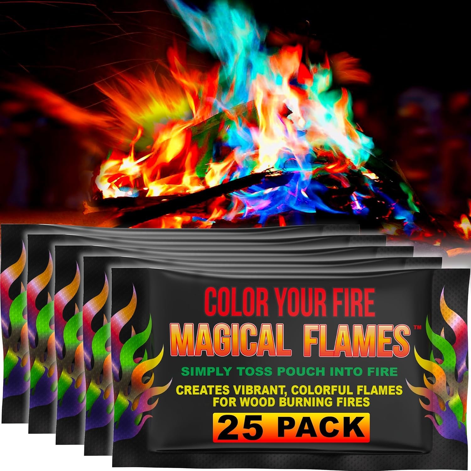 Magical flames fire color changing packets for fire pit indooroutdoor fireplace campfires bonfires 25 pack of flame color changing packets camping accessories.jpg