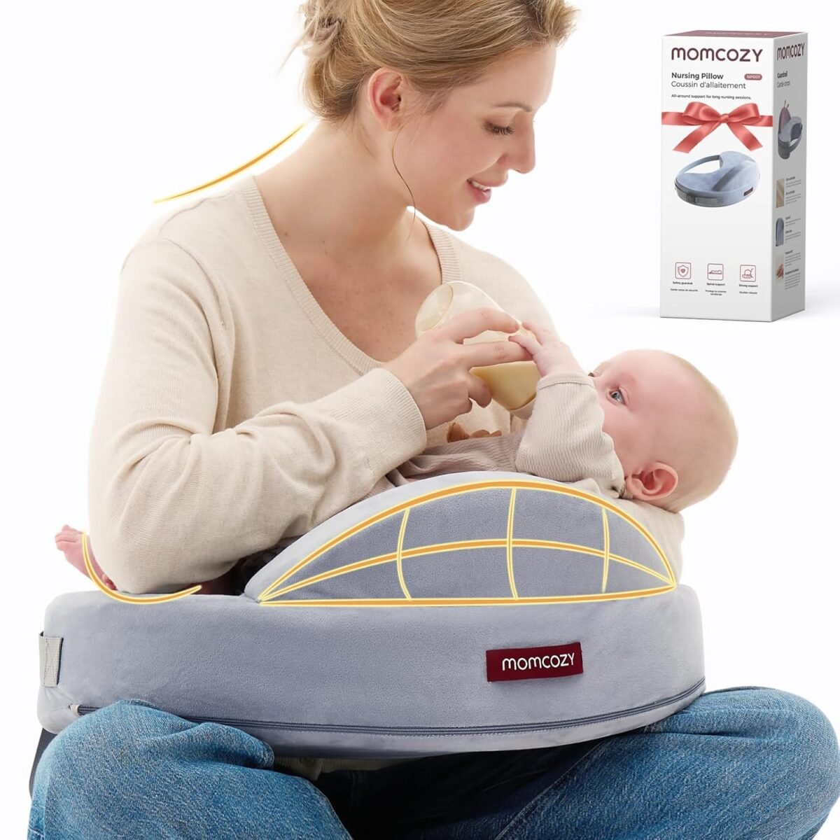 Momcozy exclusive memory foam nursing pillow pioneering safety fence plus size breastfeeding pillow for ergonomic comfort support easier and healthier nursing fit for all removable cover.jpg
