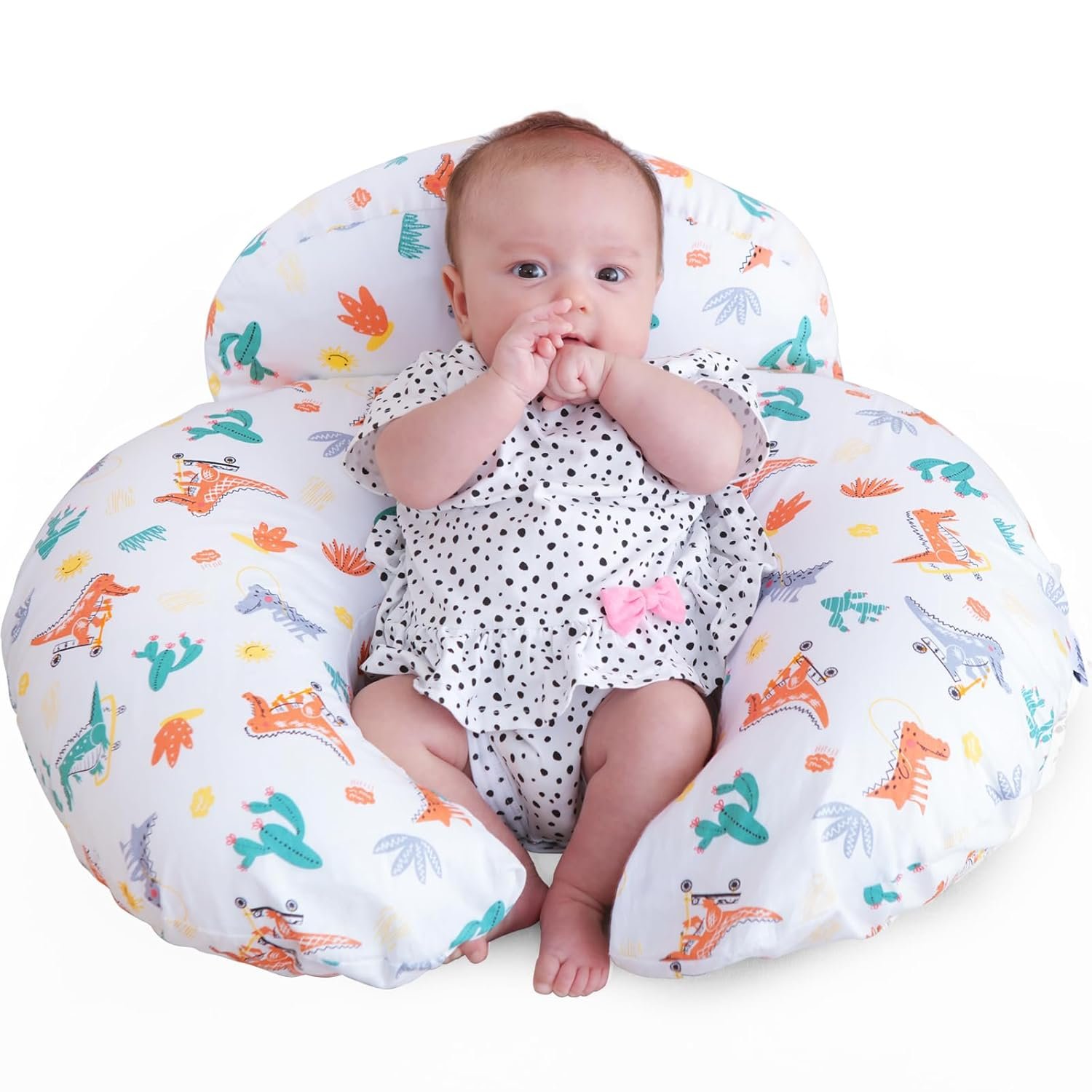 Nursing pillow breastfeeding pillows more support for mom and baby with removable cotton cover and colorful animal patterns machine washable plus size white.jpg