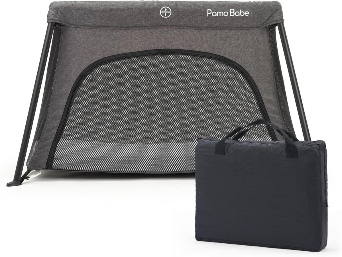 Pamo babe travel crib for baby mini lightweight baby playard with zip door easy to carry.jpg