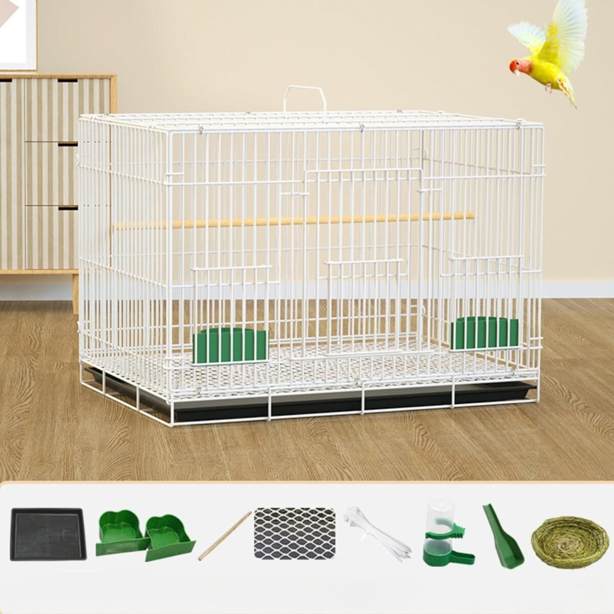 Small bird cages bird cage bird travel cage travel carrier for parrots conures lovebird cockatiel parakeets white15.78 11 12.2 inches.jpg