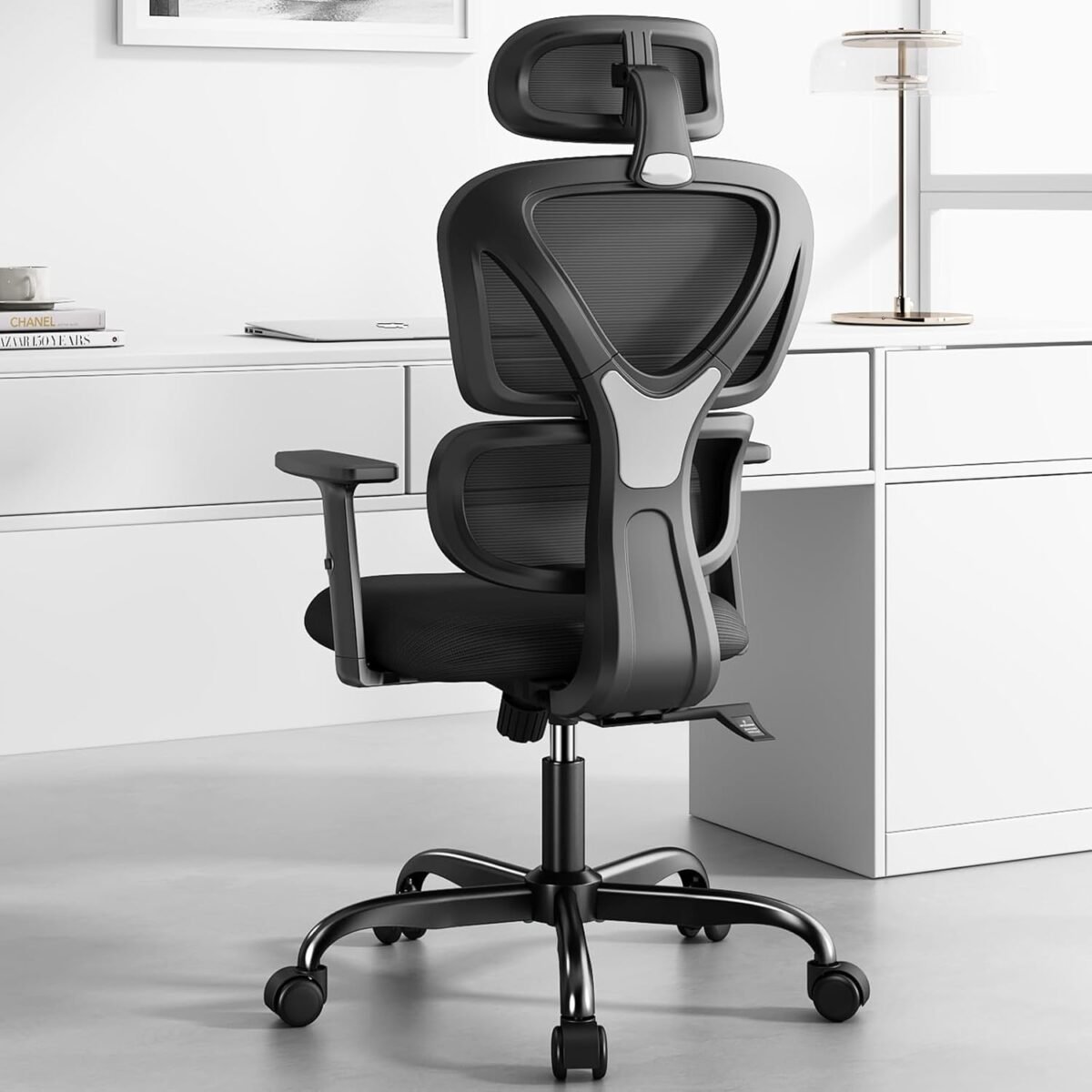 Sytas ergonomic office chair high back mesh desk chair with lumbar support and adjustable headrest executive swivel computer chair for home office tilt function black.jpg