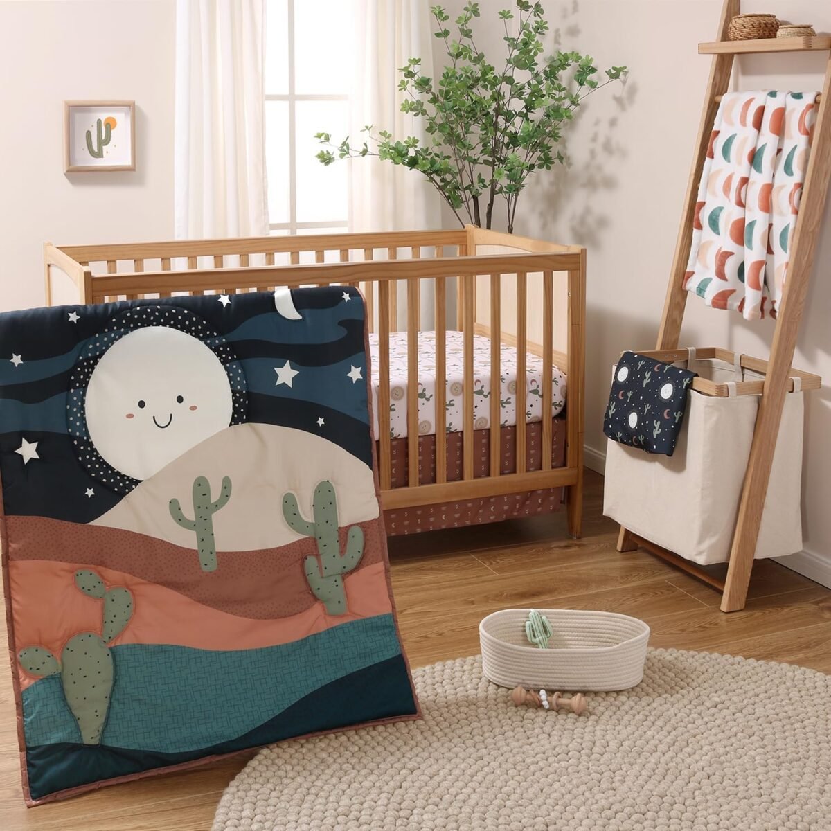 The peanutshell 5 piece baby crib bedding set for boys girls newborn infant toddler nursery bed set decor with fitted crib sheets blanket dust ruffle comforter joshua tree.jpg