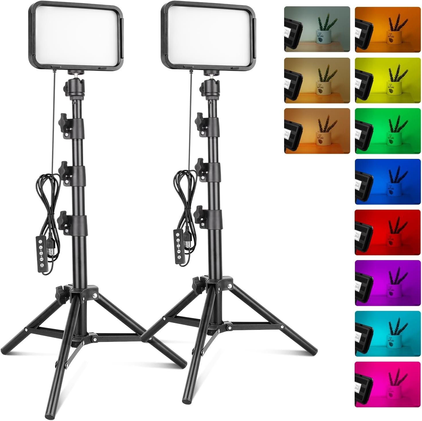 Torjim rgb photography video lighting studio lights with adjustable tripod stand 16 color lighting for video recordingyoutubetiktoklive streamingmake upvlogging.jpg