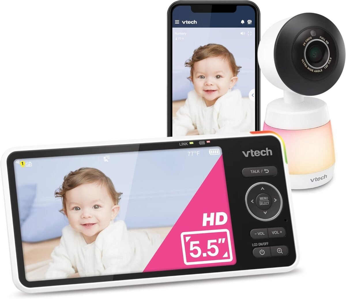 Vtech smart wifi baby monitor 2k camera 5.5 inch hd ips screen crystal clear infrared night vision pan tilt 24x zoom 2 way talk multi color night light soothing sounds free app smart hd plus.jpg