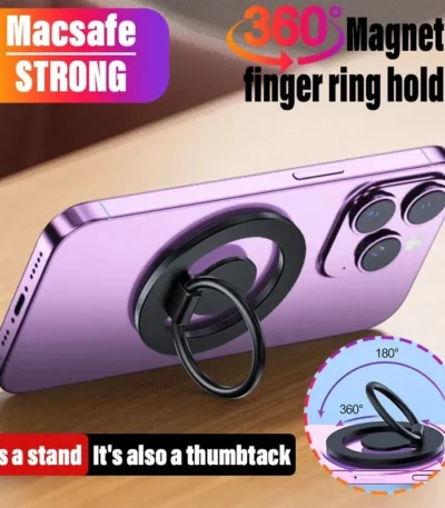 360 Magnetic Cell Phone Ring Holder Mobile Stand For Macsafe iPhone 15 14 13 12 Samsung Xiaomi Desktop Magnet Bracket Mount 1