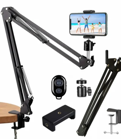Flexible Arm Tripod For Phone Stand Table Folded Anchor 360° Rotation Online Desktop Laptop Video Live Overhead Shot Photography 1