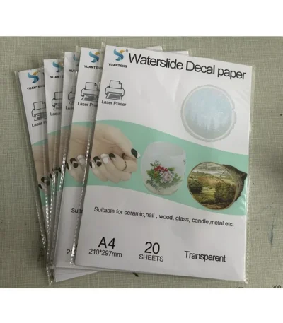 Design Waterslide Decal Paper A4 Clear 200sheets Transparent for Laser Printer Water Slide Decals Printable Transfer Sheet DIY 1