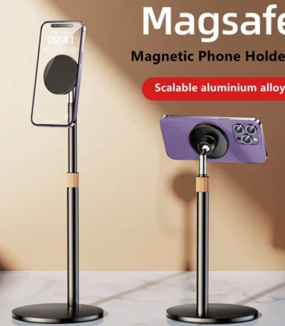 Magnetic Desk Phone Holder Dock Base Shelf Support For Magsafe Tiktok Live Stand Macsafe Height&Tilt Adjustable For Office Home 1