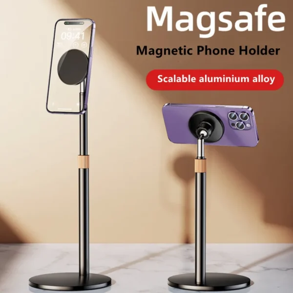 Magnetic Desk Phone Holder Dock Base Shelf Support For Magsafe Tiktok Live Stand Macsafe Height&Tilt Adjustable For Office Home