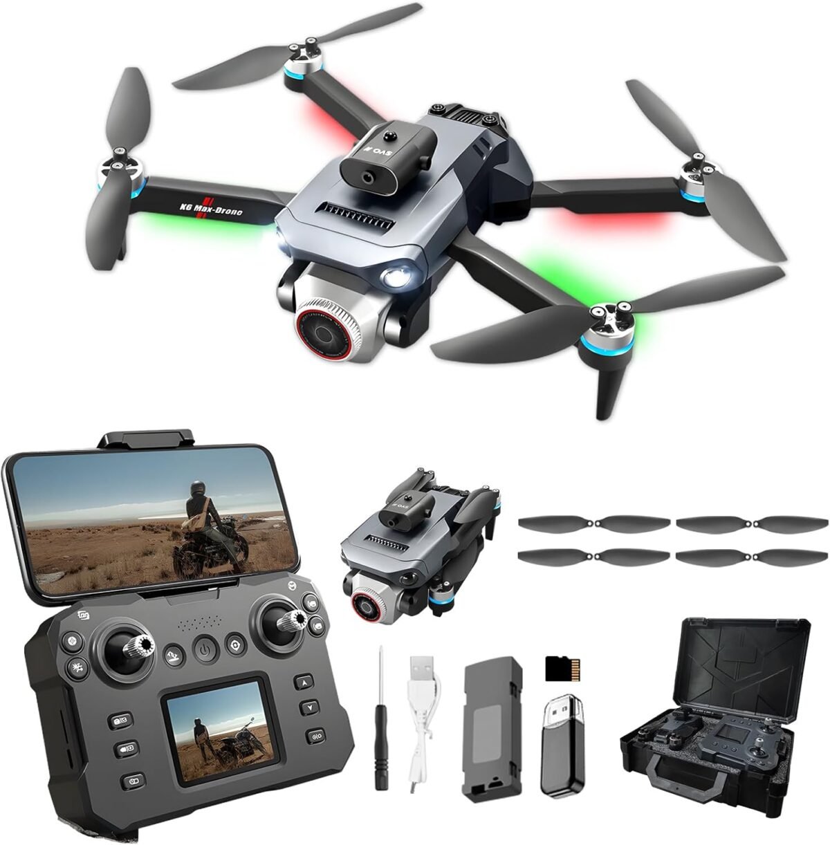 1080p hd foldable drone with led lightswifi fpv3d flipsone key returnheadless modeobstacle avoidanceapp screen remote controlbuilt in sd storageunder 249g2 batteries.jpg