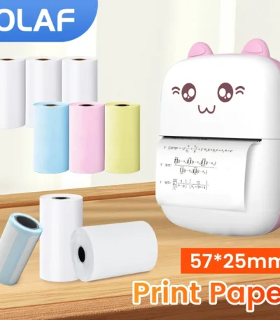 3 Rolls Mini Printer Paper Self-adhesive Thermal Papers HD Color Label Printers Wireless Bluetooth Photo Inkless Printing 57mm 1