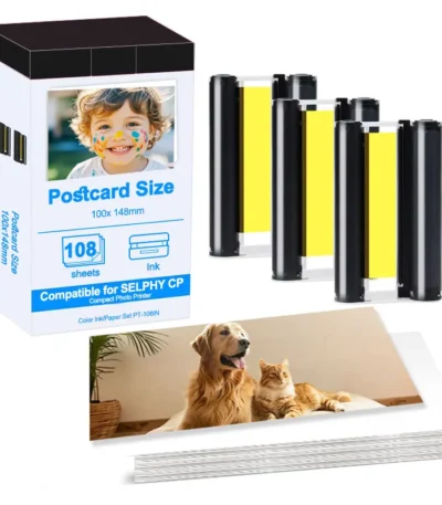 KP108 Compatible For Canon Selphy Color Ink Paper Set CP1500 CP1300 CP1200 CP910 CP900 Photo Paper Printer KP108IN 6 Inch 1