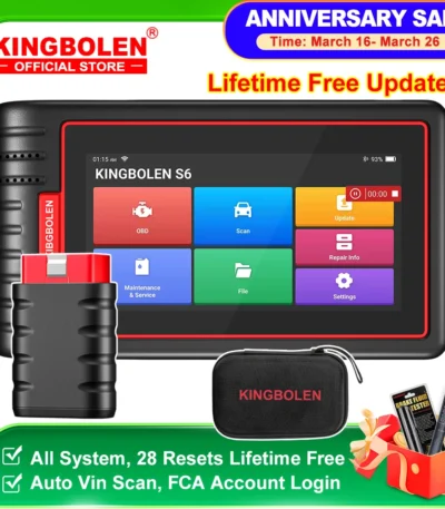 KINGBOLEN S6 OBD Automotive Scanner Bluetooth All System Car Diagnostic Tools 28 Resets IMMO/BMS/TPMS/ABS Bleeding Lifetime Free 1