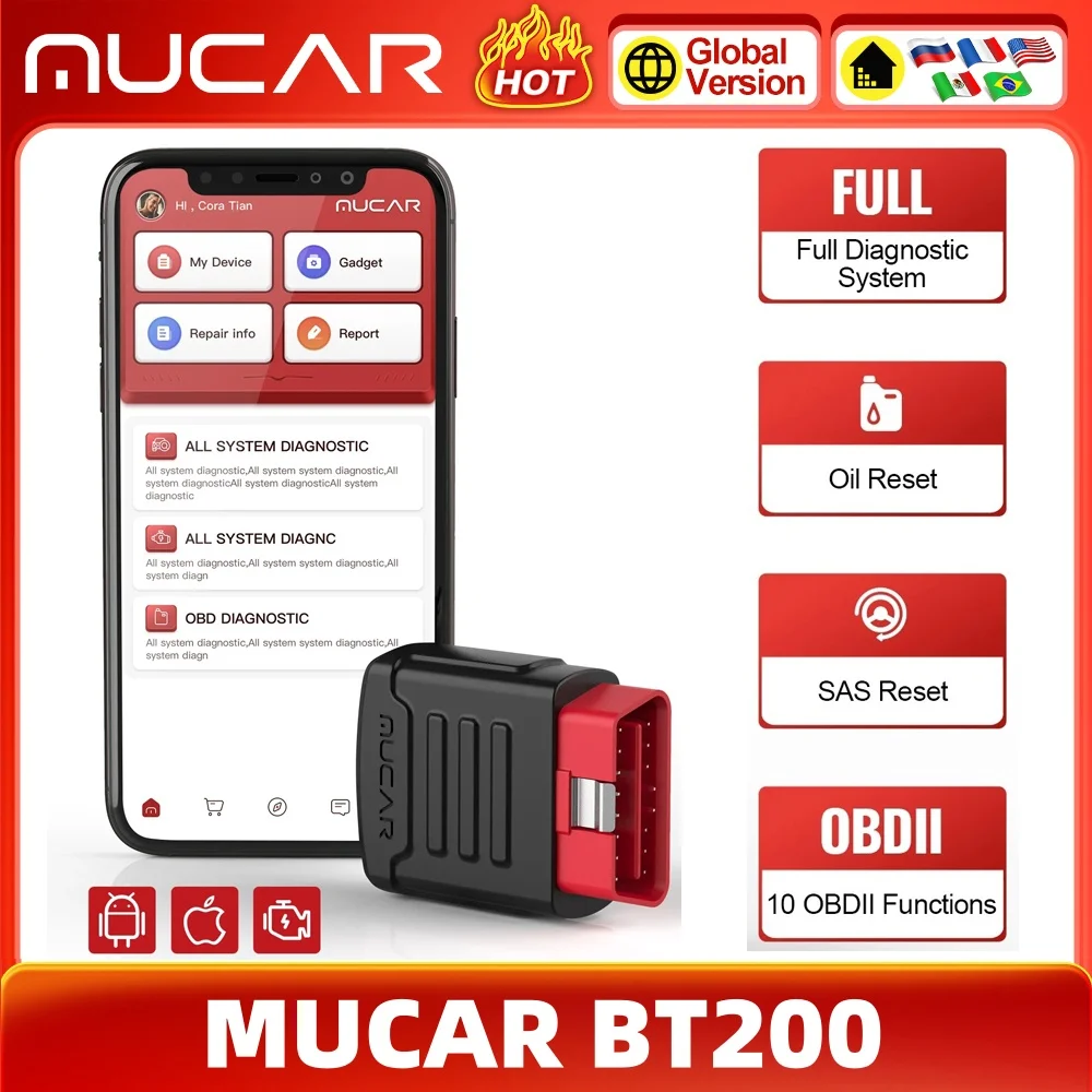 MUCAR BT200 OBD2 Scanner 2024 Full System Diagnostic Tools Oil SAS Reset Wireless Car Error Code Reader VS Mucar BT200 Pro MUCAR BT200 OBD2 Scanner 2024 Full System Diagnostic Tools Oil SAS Reset Wireless Car Error Code Reader VS Mucar BT200 Pro
