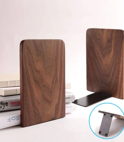 Nature Wooden Bookends Desktop Bookshelf Desk Organizer Office Home Book Accessories Storage Book Holder Wood Book Ends 1