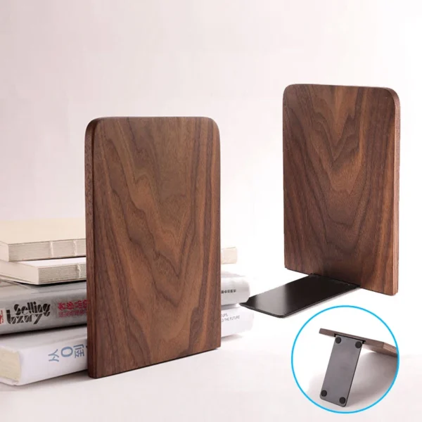 Nature Wooden Bookends Desktop Bookshelf Desk Organizer Office Home Book Accessories Storage Book Holder Wood Book Ends