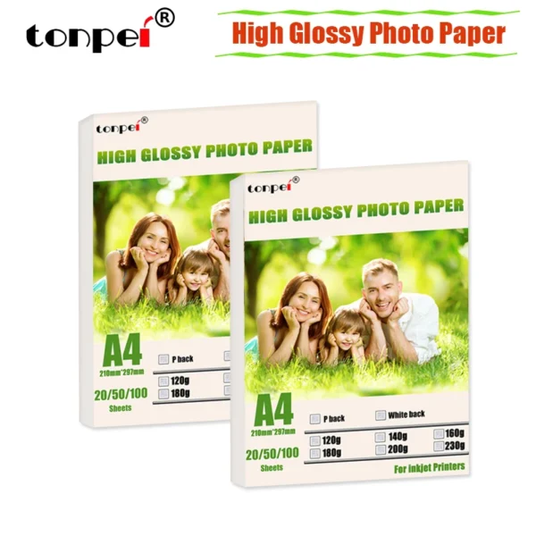 A4 High glossy Photo Paper  Printer Photographic Paper single-side coated for Inkjet Printers 120g 140g 160g 180g 200g 230g