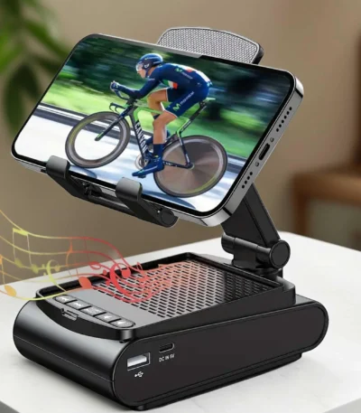 Wireless 5.1 Speaker Phone Holder Lazy Desktop Stand Universal Holder for Phones & Tablets 1500mAh Charging Adjustable Height 1