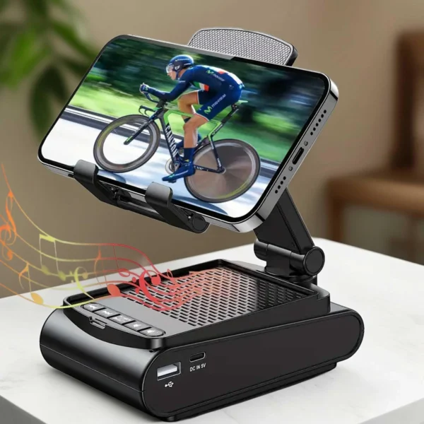 Wireless 5.1 Speaker Phone Holder Lazy Desktop Stand Universal Holder for Phones & Tablets 1500mAh Charging Adjustable Height