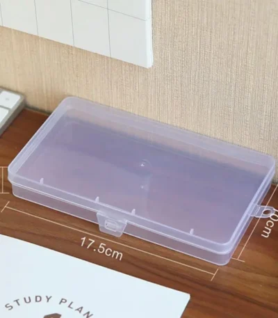 1pc Plastic Transparent Box For Desk Storage Student Stationery Box Large Size Sorted And Organized 1