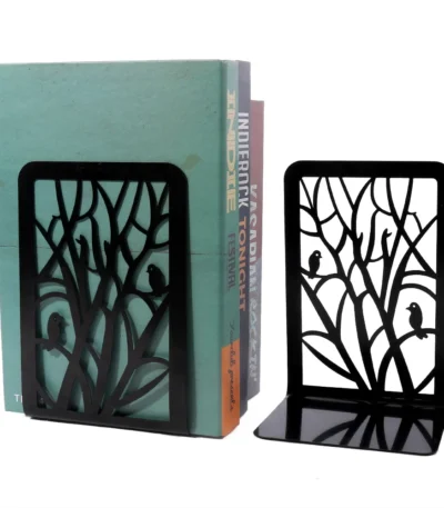 1Pair Hollow Tree Shadow Bird Branch Bookends Exquisite Book Support Office Desk Decoration Retractable Bookstands for Student 1