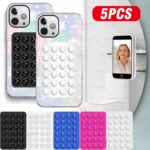 5-1Pack Strong Grip Holder Adhesive Silicone Suction Phone Case Mount Anti-Slip Hands-Free Sticky Cell Phone Grip Stands
