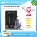 ANYCUBIC Photon Mono M7 Max 7K Mono LCD 3D Printer 14.7L Ultra-Large Print Volume LCD Resin 3D Printer COB+ Light Source