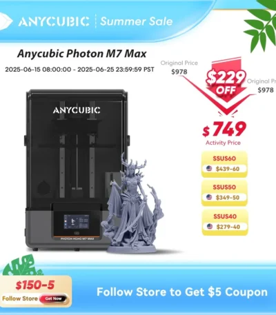 ANYCUBIC Photon Mono M7 Max 7K Mono LCD 3D Printer 14.7L Ultra-Large Print Volume LCD Resin 3D Printer COB+ Light Source 1