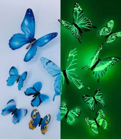 New 12Pcs Fashion 3D Luminous Butterfly Creative Wall Sticker For DIY Wall Stickers Modern Wall Art Home Decorations DIY Gift 1