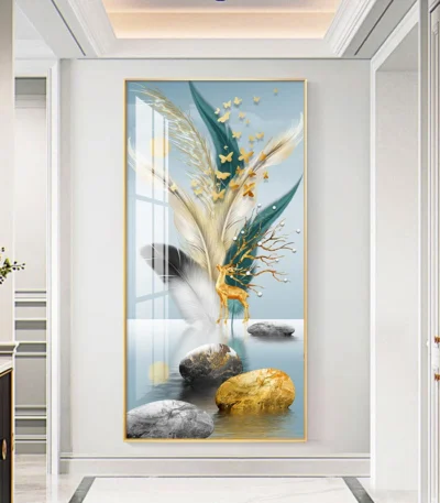 Nordic Luxury Decorative Painting Printed on Canvas Modern Feathers Posters Prints Wall Pictures for Porch Aisle Home Decor 1