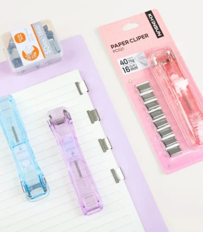 KHINSUN Paper Clipper Staplers Push Clamp File Documents Binding Tool Stapling Machine Paper Clips With Refills Office Supplies 1
