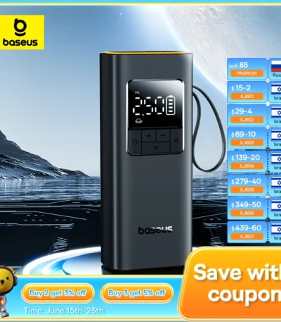 Baseus Wireless Car Air Pump Portable Air Compressor for Car Motorcycles Bicycle Electric Tire Inflator with LCD Digital Display 1