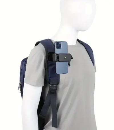 Adjustable ABS Shoulder Mount Clip Phone Holder for IPhone 15 14 Pro Max Samsung S24 Ultra Outdoor Live Stand for Backpack Strap 1