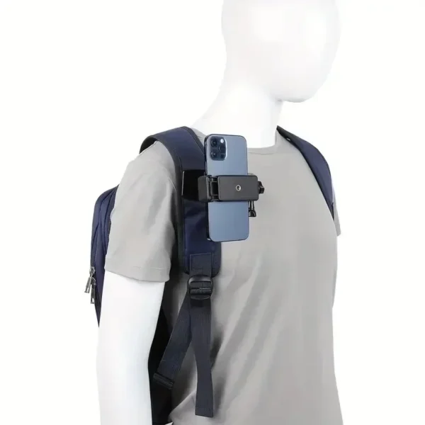 Adjustable ABS Shoulder Mount Clip Phone Holder for IPhone 15 14 Pro Max Samsung S24 Ultra Outdoor Live Stand for Backpack Strap